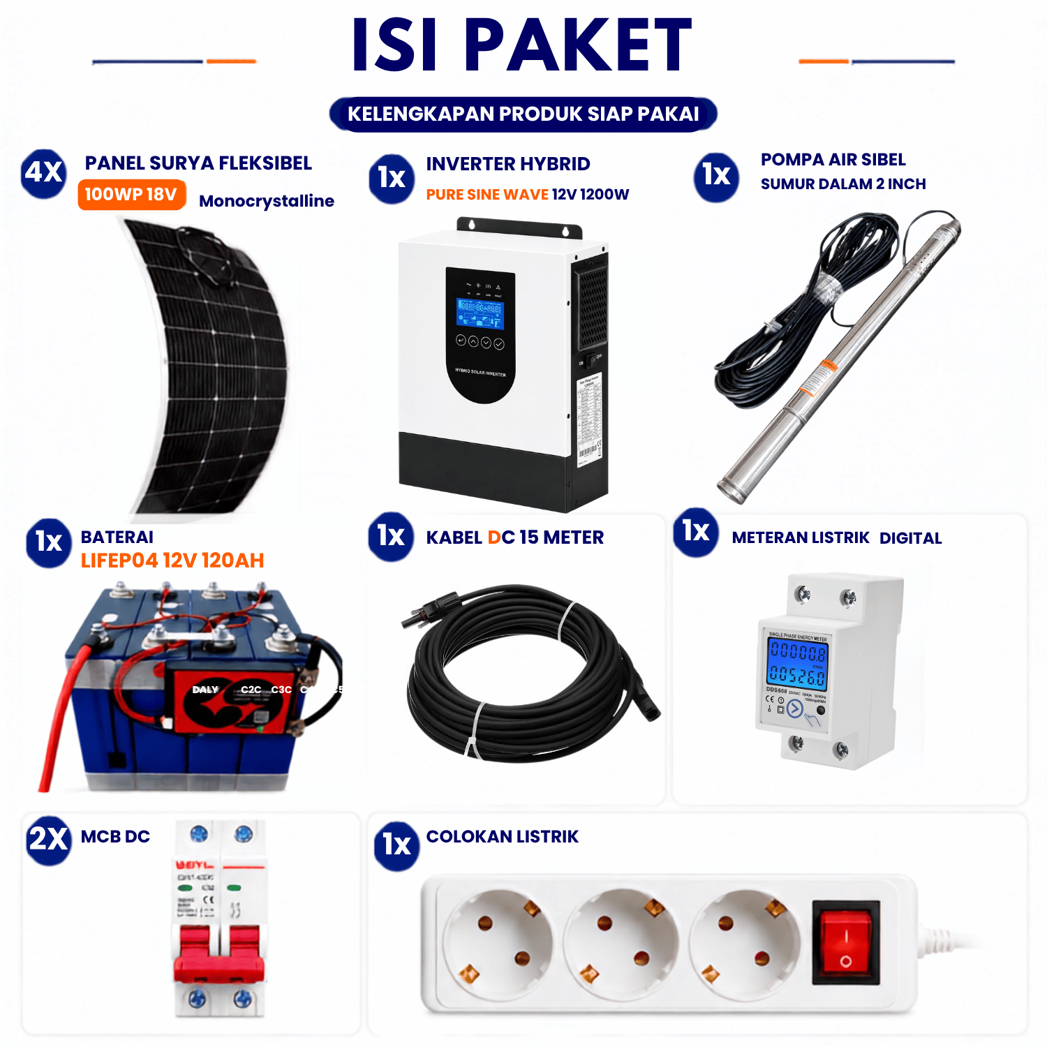 Paket Pompa Air Sibel 2 Inch 370W 220V Inverter Hybrid 1500W PLTS Tenaga Surya - Gambar 5