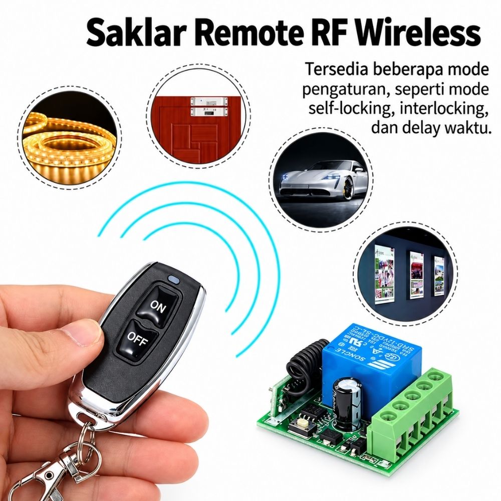 Saklar Remote ON OFF DC 12V Wireless Relay Switch dengan Box – Saklar Jarak Jauh - Gambar 5