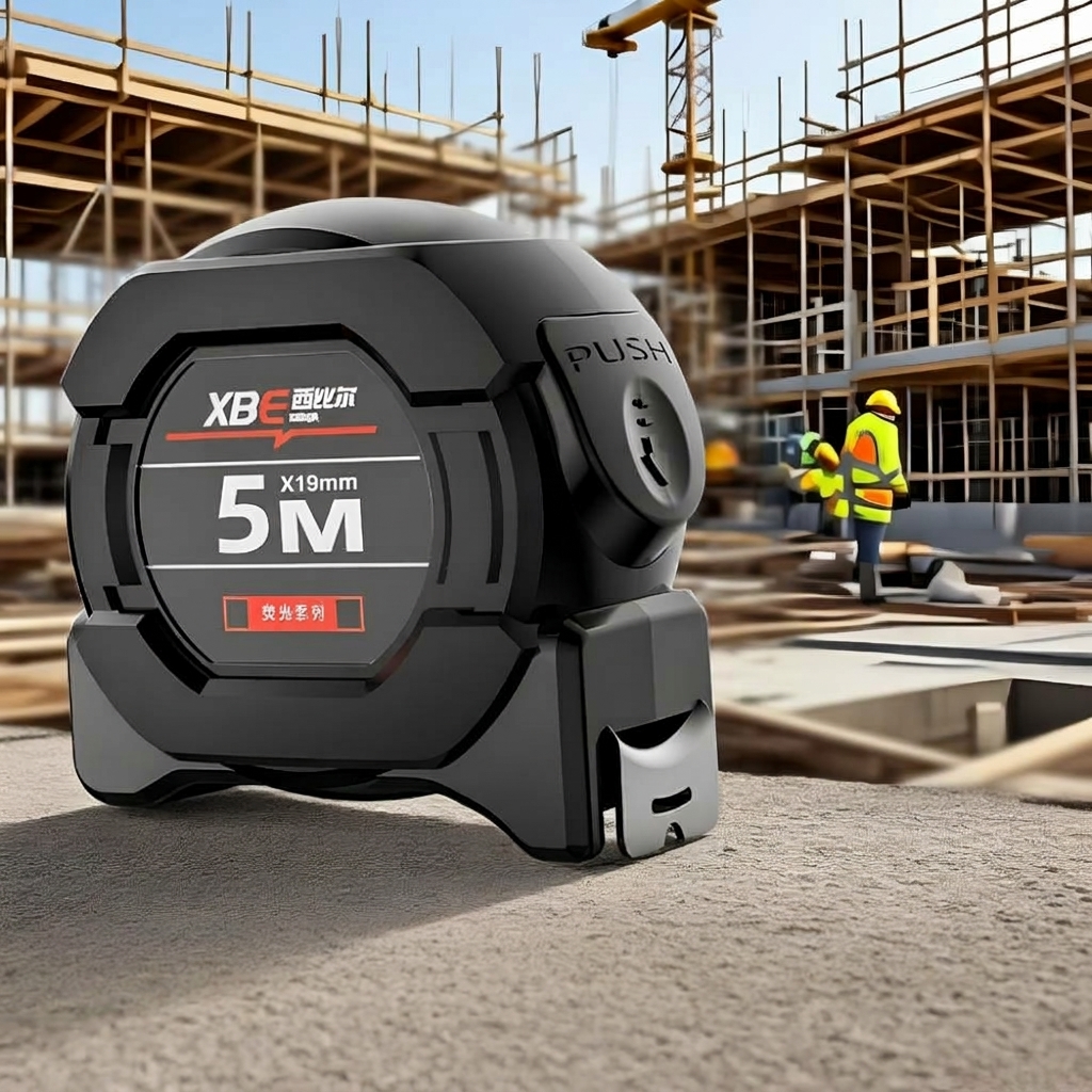 Meteran Ukur 5 Meter Pita Baja Hitam Pengunci Otomatis Auto Lock Meteran Tukang - Gambar 5