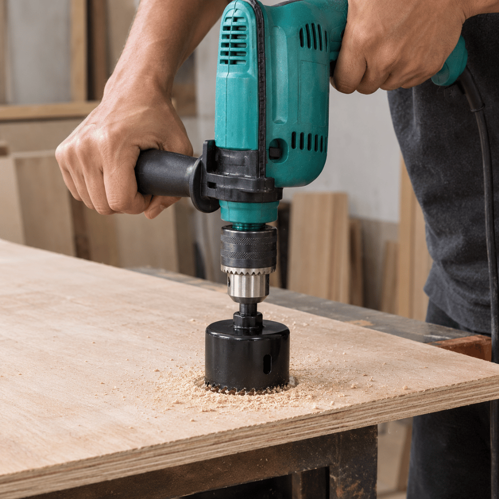 Mesin Bor 13mm 650W Mata Bor Hole Saw Set 6 Pcs Paket Pelubang Kayu & PVC - Gambar 3