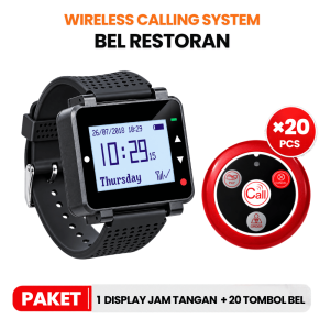 Wireless Calling System 20 Tombol Terbaik Pemanggil Pelayan Jam Tangan