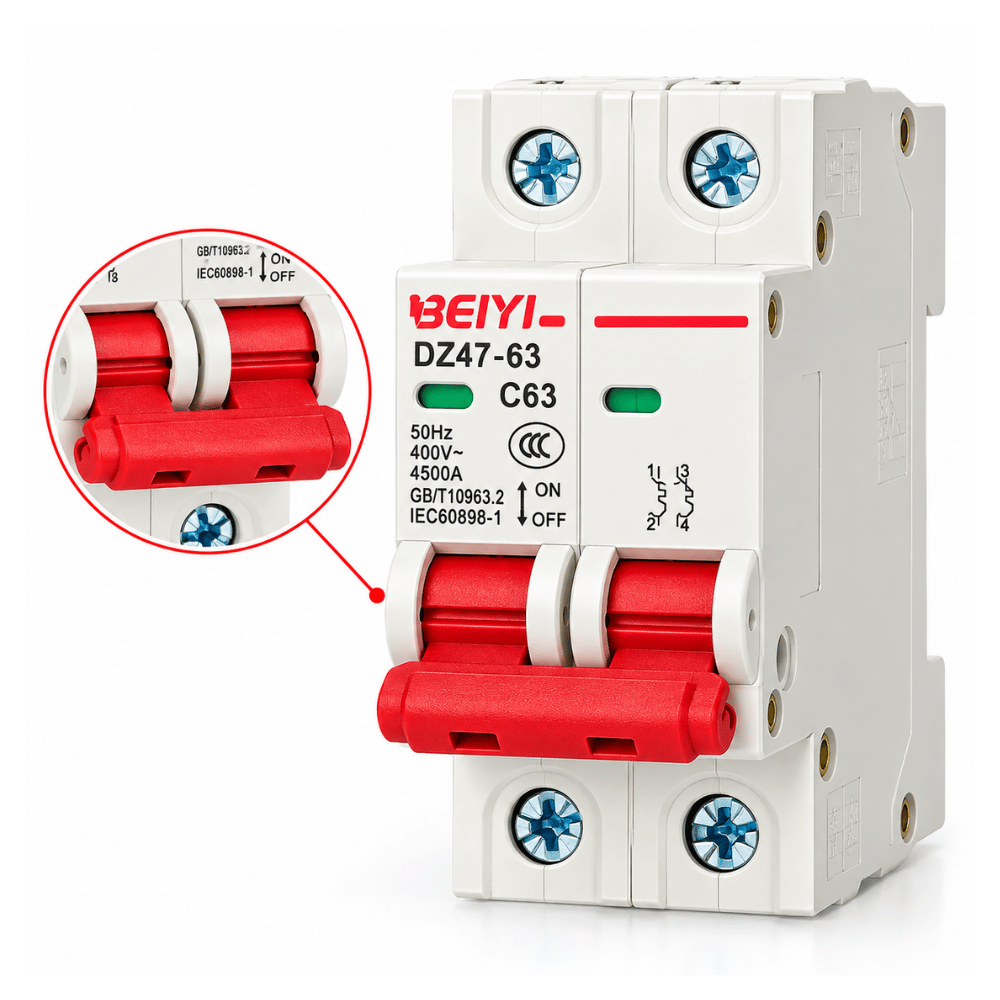 MCB DC 2P 63A BEIYI 500VDC Circuit Breaker Panel Surya - Gambar 4