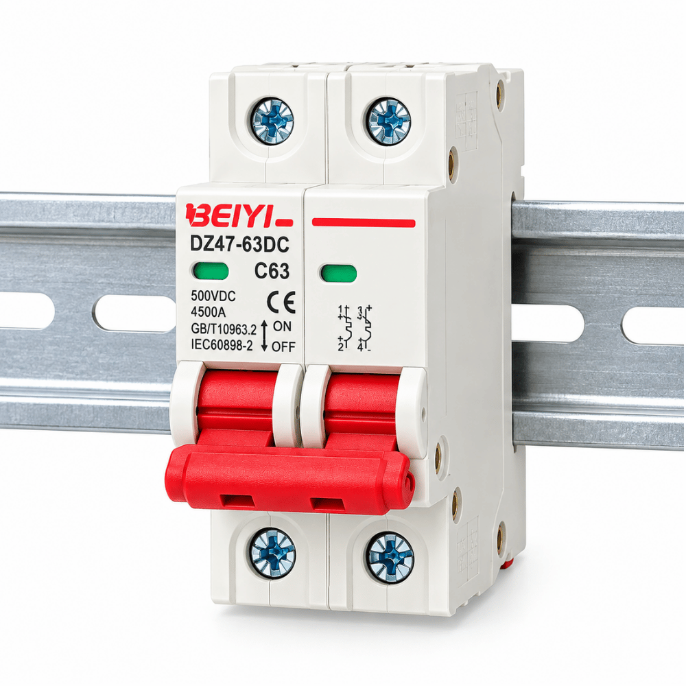 MCB DC 2P 63A BEIYI 500VDC Circuit Breaker Panel Surya - Gambar 5