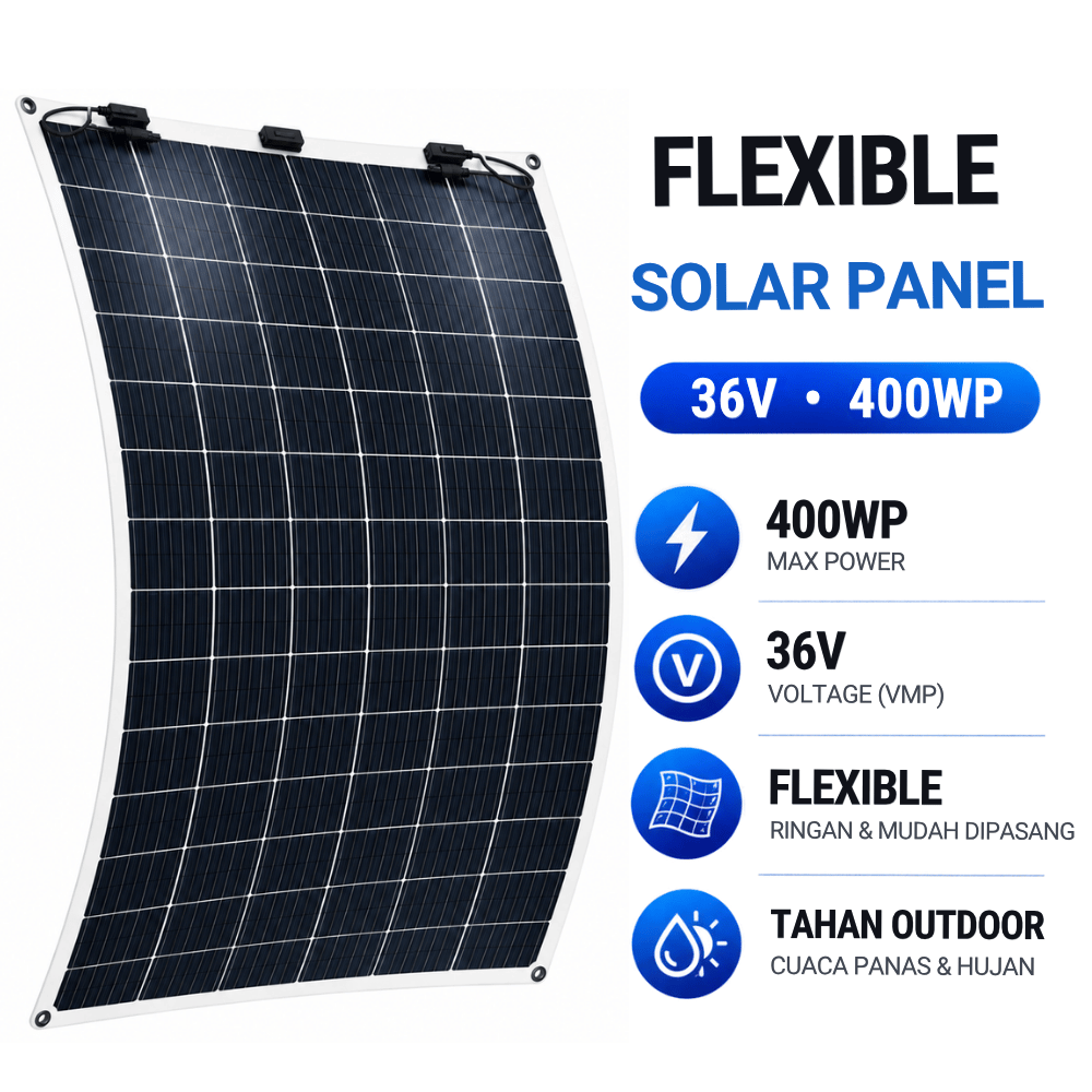 Solar Panel Flexible 400W 36V Monocrystalline Panel Surya Fleksibel Outdoor, Camping & Kendaraan