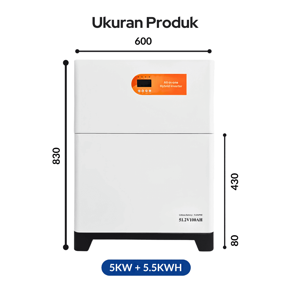 Inverter Hybrid All in One 5500W 48V Baterai LiFePO4 5.12KWh - Gambar 4