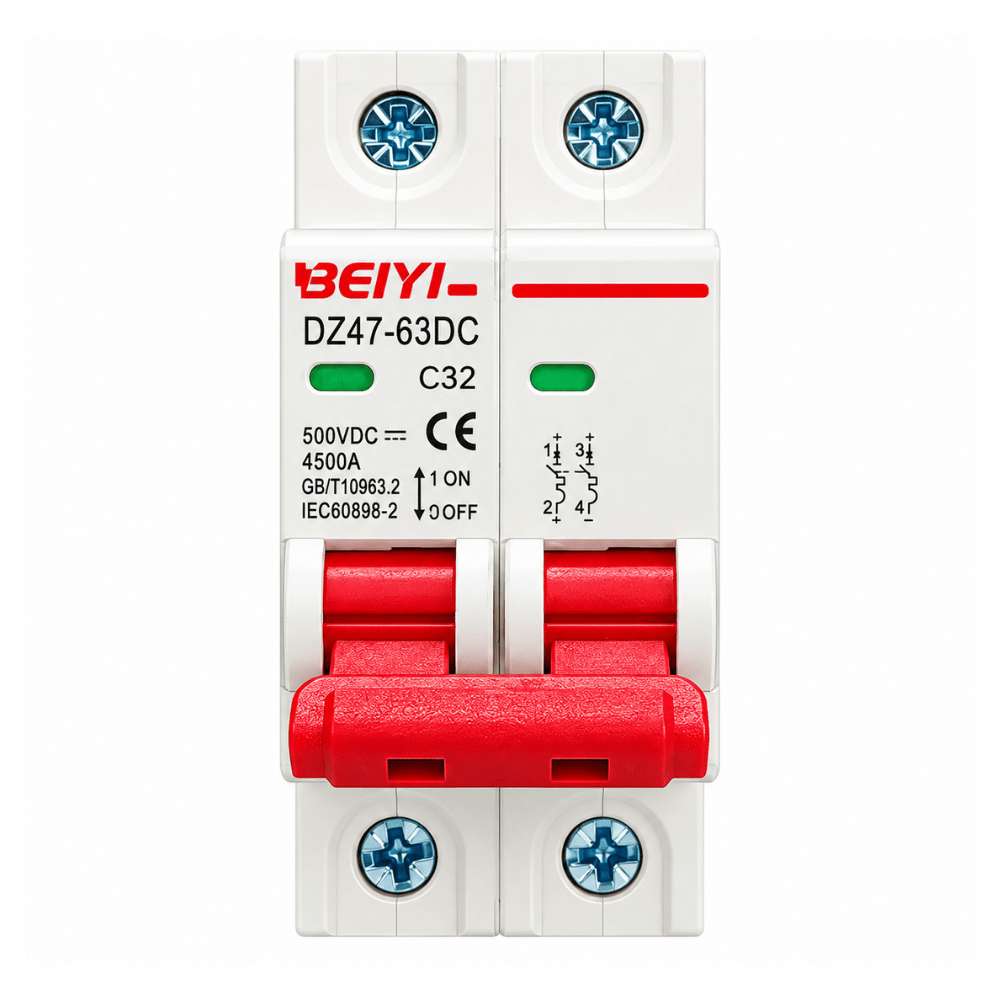 MCB DC 2P 63A BEIYI 500VDC Circuit Breaker Panel Surya