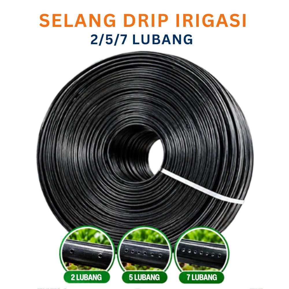 Selang Drip Irigasi Micro Spray 2 5 7 Lubang Selang Tetes Air Tanaman Kebun Roll 150M 200M