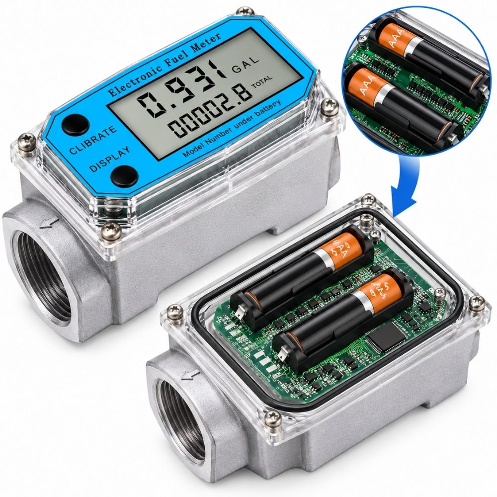 Digital Flowmeter Turbine Alat Pengukur Debit Cairan Bensin Solar Air Liquid Meter - Gambar 2
